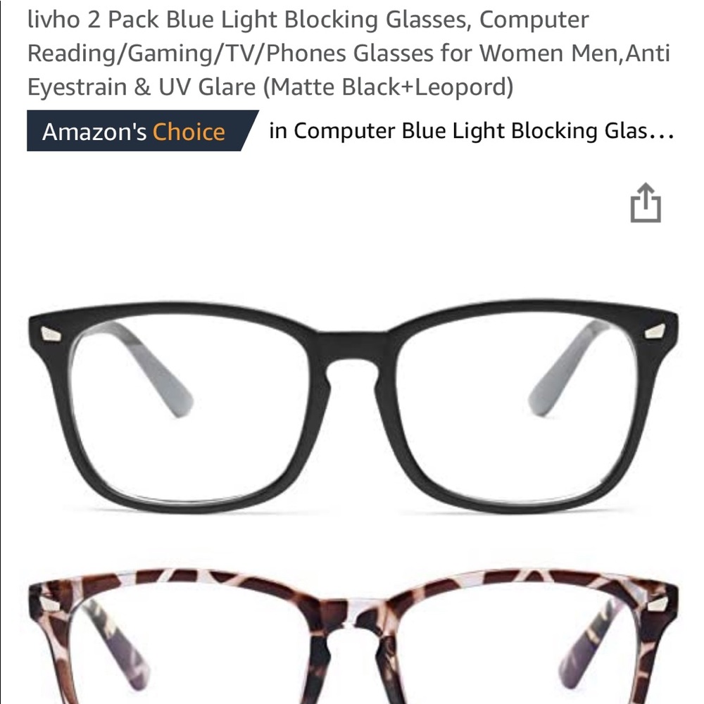 2x blue light blocking glasses - black & tortoise